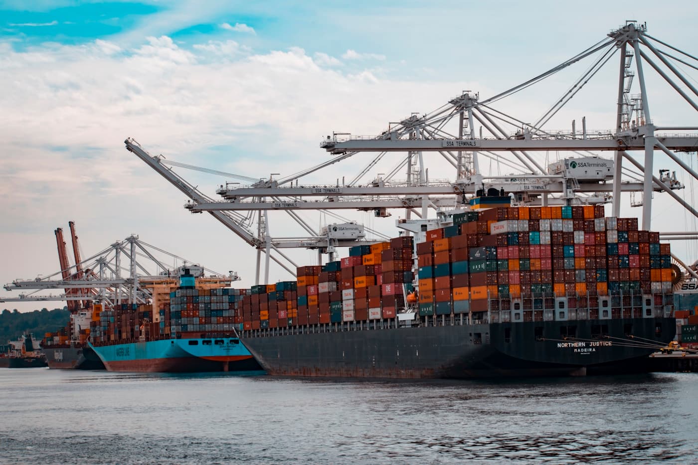 Cargo ship at port symbolizing international import and export operations