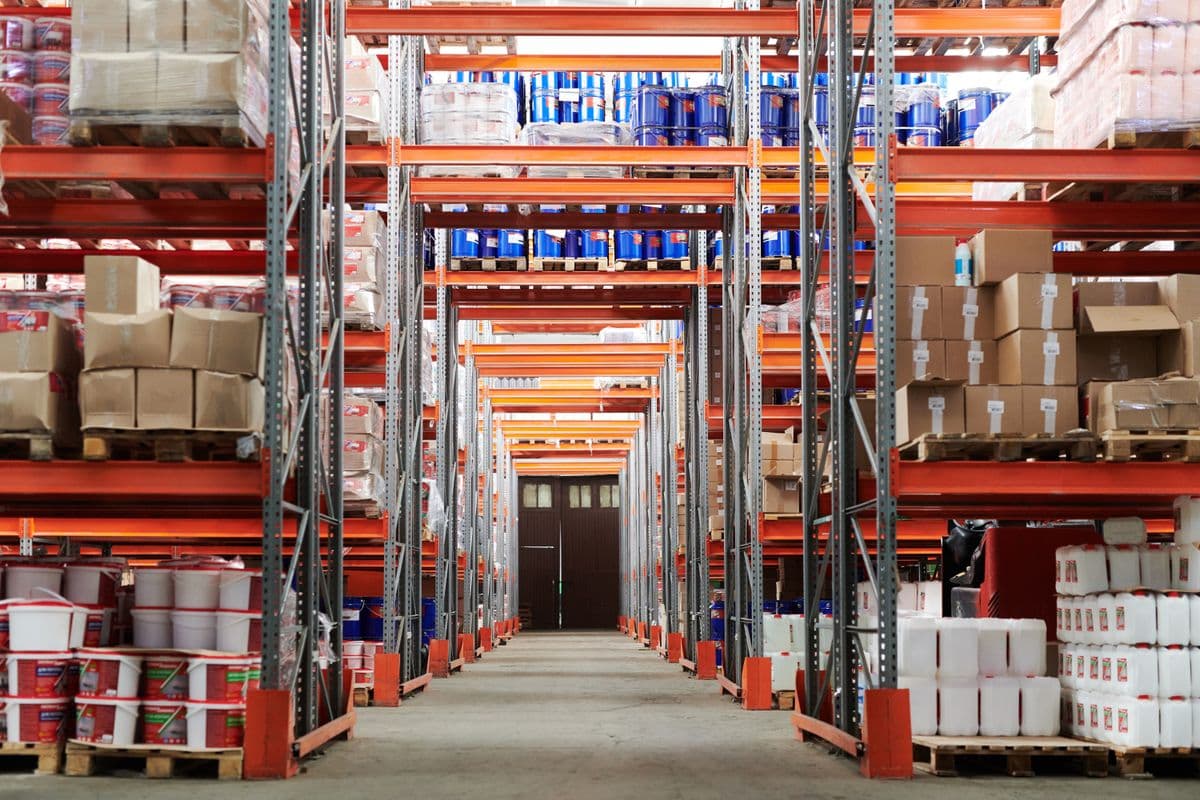 Shipping containers at a global trade port for import and export services